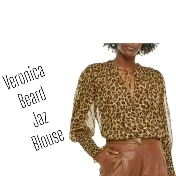 Veronica Beard Tops - Veronica Beard  leopard print Jaz Silk Blouse with Cami in